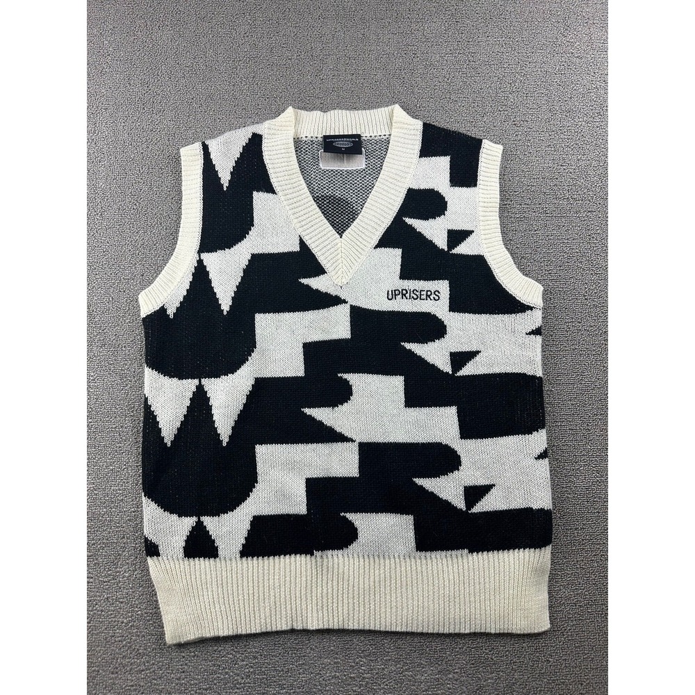 Uprisers World Yin Yang Reversible Sweater Vest Men M White Black‎ Urban Indie